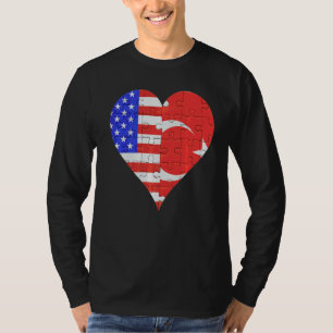 American Turkish Flag Heart T-Shirt