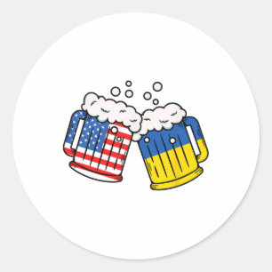 American Ukraine Flag Beer Mug Ukrainian Heritage  Classic Round Sticker