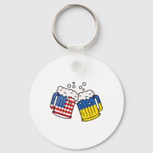 American Ukraine Flag Beer Mug Ukrainian Heritage Key Ring