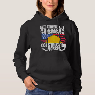 American Union Construction Worker USA Flag 4th of Hoodie