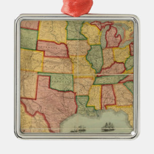 American Union Railroad Map of The United States Metal Tree Decoration