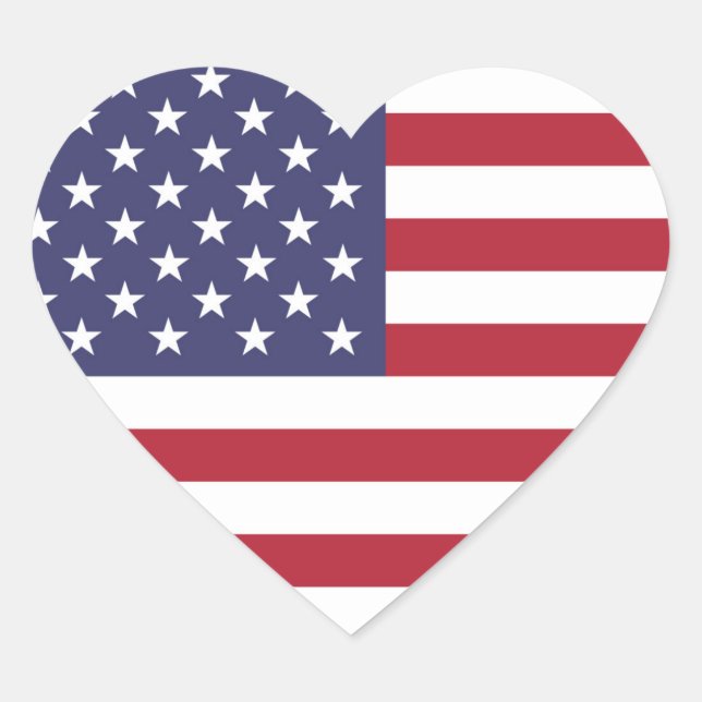 American United States USA Flag Heart Sticker (Front)
