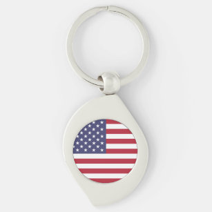 American United States USA Flag Metal Keychain