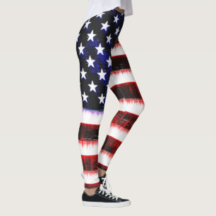 American United States - USA flag, notched drizzle Leggings