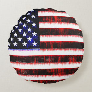 American United States - USA flag, notched drizzle Round Cushion