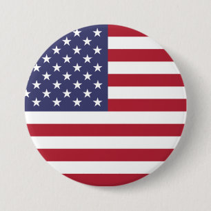 American United States USA Flag Round Button