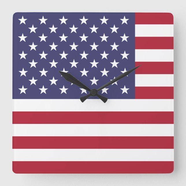 American United States USA Flag Square Wall Clock (Front)
