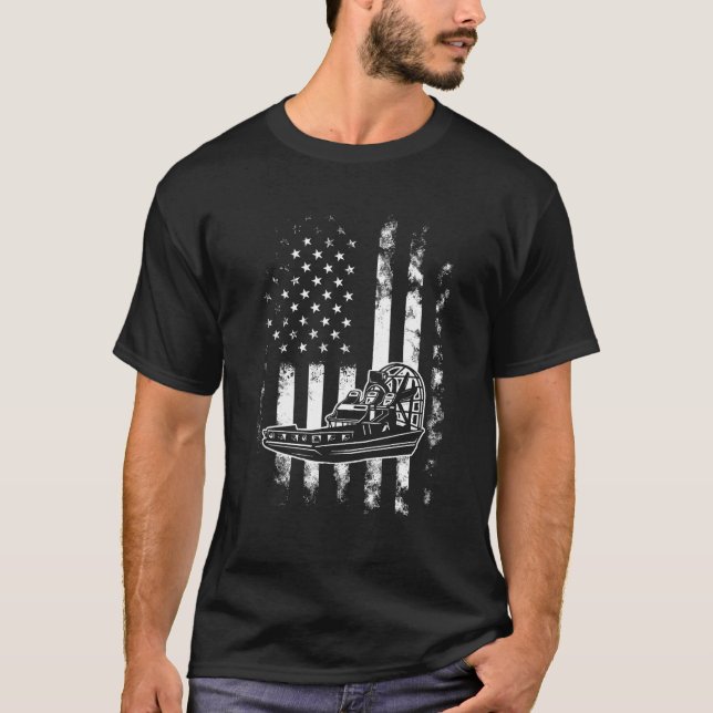 American US Flag Airboat T Shirt (Front)