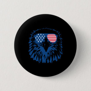 American Us Flag Cool Eagle 4th July Patriotic For 6 Cm Round Badge