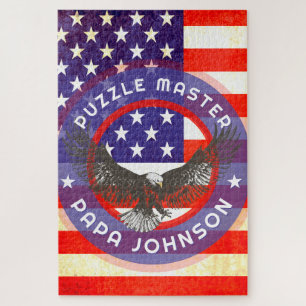 American US flag custom red white blue Jigsaw Puzzle
