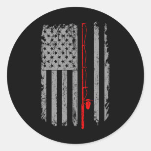 American US Flag Fishing Rod Fishing Angler Classic Round Sticker