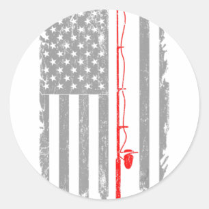 American US Flag Fishing Rod Fishing Angler Fishin Classic Round Sticker