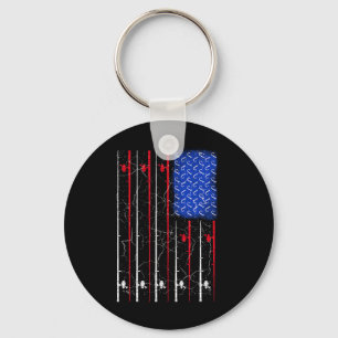 American Us Flag Fishing Rod Top  Key Ring