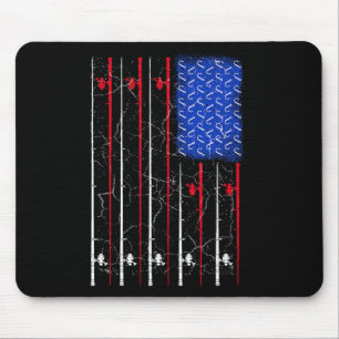 American Us Flag Fishing Rod Top Mouse Pad