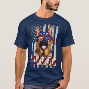American Us Flag German Shepherd Patriotic 4th of  T-Shirt