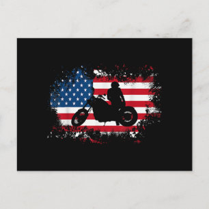 American US Flag Motorcycle Funny Sport Lover Holiday Postcard