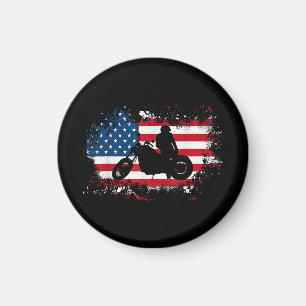 American US Flag Motorcycle Funny Sport Lover Magnet