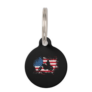 American US Flag Motorcycle Funny Sport Lover Pet Tag