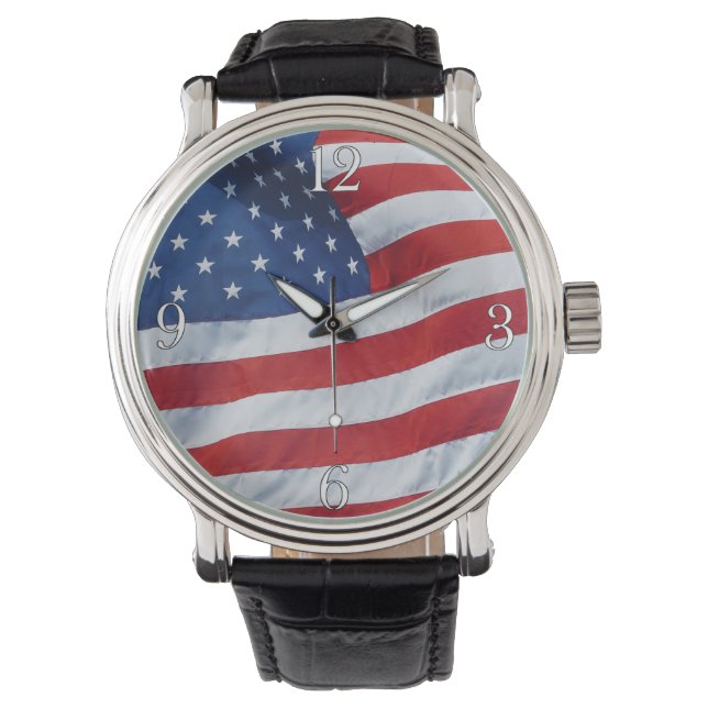 American US Flag Patriotic Wristwatch (Front)