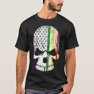 American US Flag Rasta Reggae Skull T-Shirt