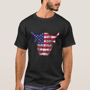 American Usa 4th Of July Highland Cow T-Shirt