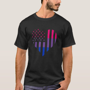 American USA Bisexual Flag Bisexuality Heart Bisex T-Shirt