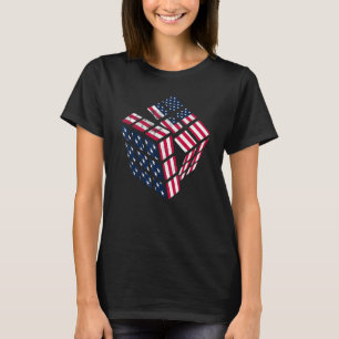 American USA Cube Speed Cubing Math Puzzle Men Wom T-Shirt