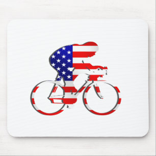 American USA Cycling Cyclists Bicycle Gear Mouse Pad