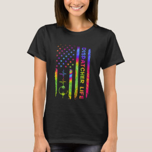 American USA Flag 911 Dispatcher Vintage Tie Dye H T-Shirt