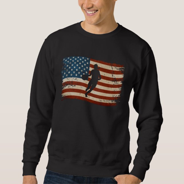 American USA flag basketball Girl Patriotic Sports Sweatshirt (Front)