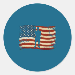 American Usa Flag Basketball Patriotic Srts  Classic Round Sticker