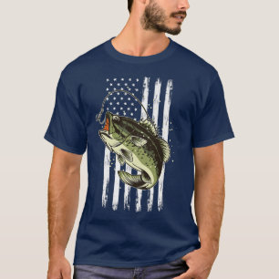American USA Flag Bass fishing Lover Patriotic Fis T-Shirt