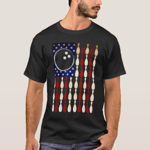American Usa Flag Bowling Patriotic Vintage T-Shirt