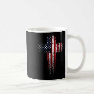 American Usa Flag Christian Cross Coffee Mug