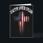 American Usa Flag Christian Cross Faith Over Fear  Card<br><div class="desc">American Usa Flag Christian Cross Faith Over Fear</div>