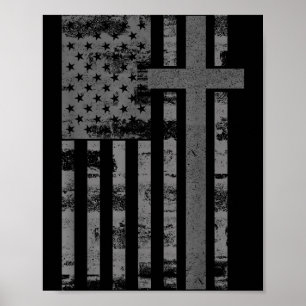 American Usa Flag Christian Faith Cross Patriotic  Poster