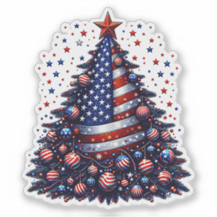 American USA Flag Christmas tree Patriotic Art