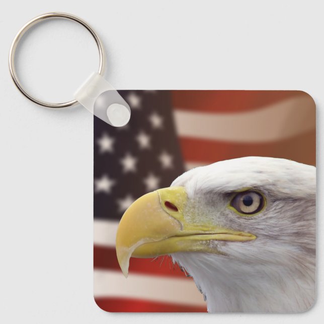 American USA Flag & Eagle Keychain (Front)