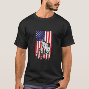 American Usa Flag Fishing Fisherman Fish Catcher T-Shirt