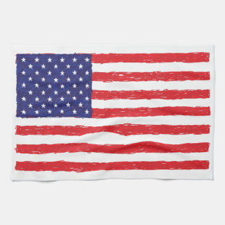 American USA Flag *Hand Sketch* Us Flag Tea Towel