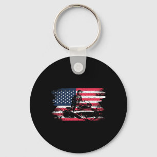 American Usa Flag Jet Ski For Women Kids Men Key Ring