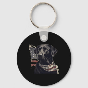 American Usa Flag Lab Owner Black Labrador Retriev Key Ring