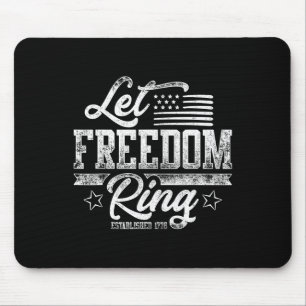 American Usa Flag Let Freedom Ring 4th Of July Ret Mouse Pad