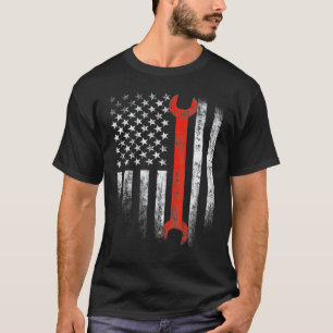 American Usa Flag Memory Day Mechanic Engineering T-Shirt