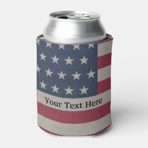 American USA Flag Patriotic July 4th Can Cooler