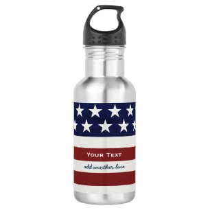 American USA Flag Patriotic July 4th Custom 532 Ml Water Bottle