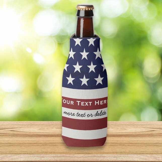 American USA Flag Patriotic July 4th Custom Bottle Bottle Cooler (Creator Uploaded)