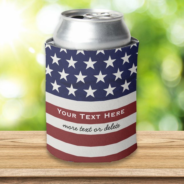 American USA Flag Patriotic July 4th Custom Can Cooler (Creator Uploaded)
