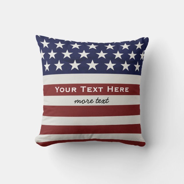 American USA Flag Patriotic July 4th Custom Cushion (Front)