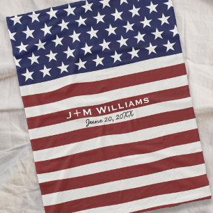 American USA Flag Patriotic July 4th Custom Fleece Blanket